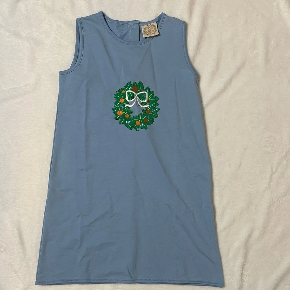 NWOT the Beaufort bonnet co. Blue Sleeveless Dress with Wreath Design 12